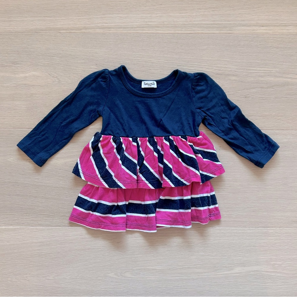 Splendid Navy and Pink Striped Baby Dress